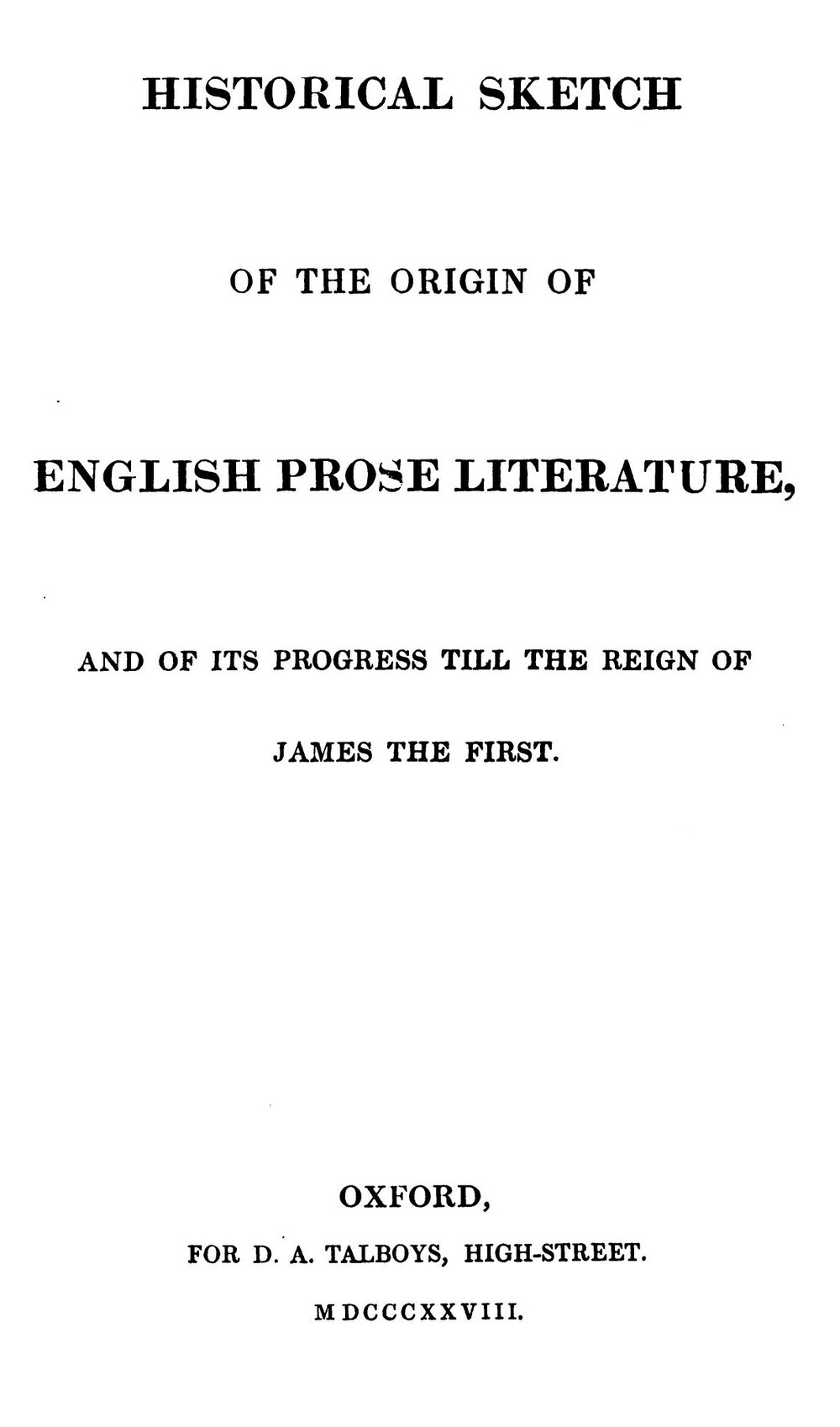 Cover für Historical sketch of the origin of English prose literature