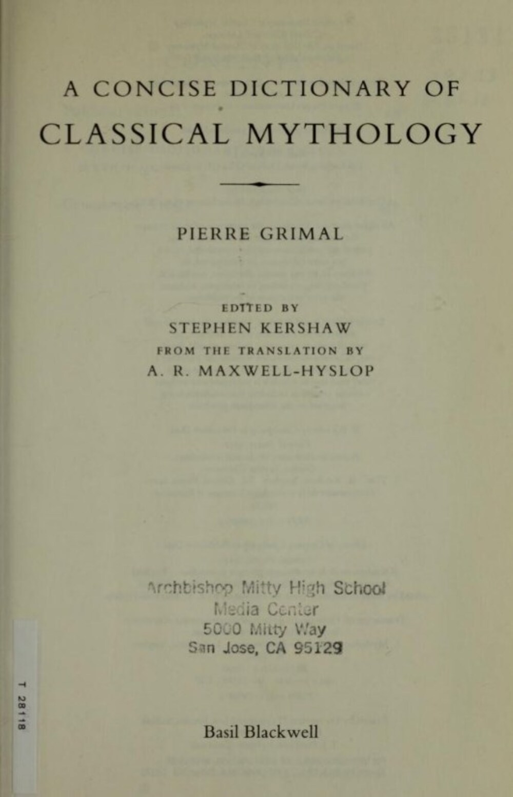 Cover für A concise dictionary of classical mythology