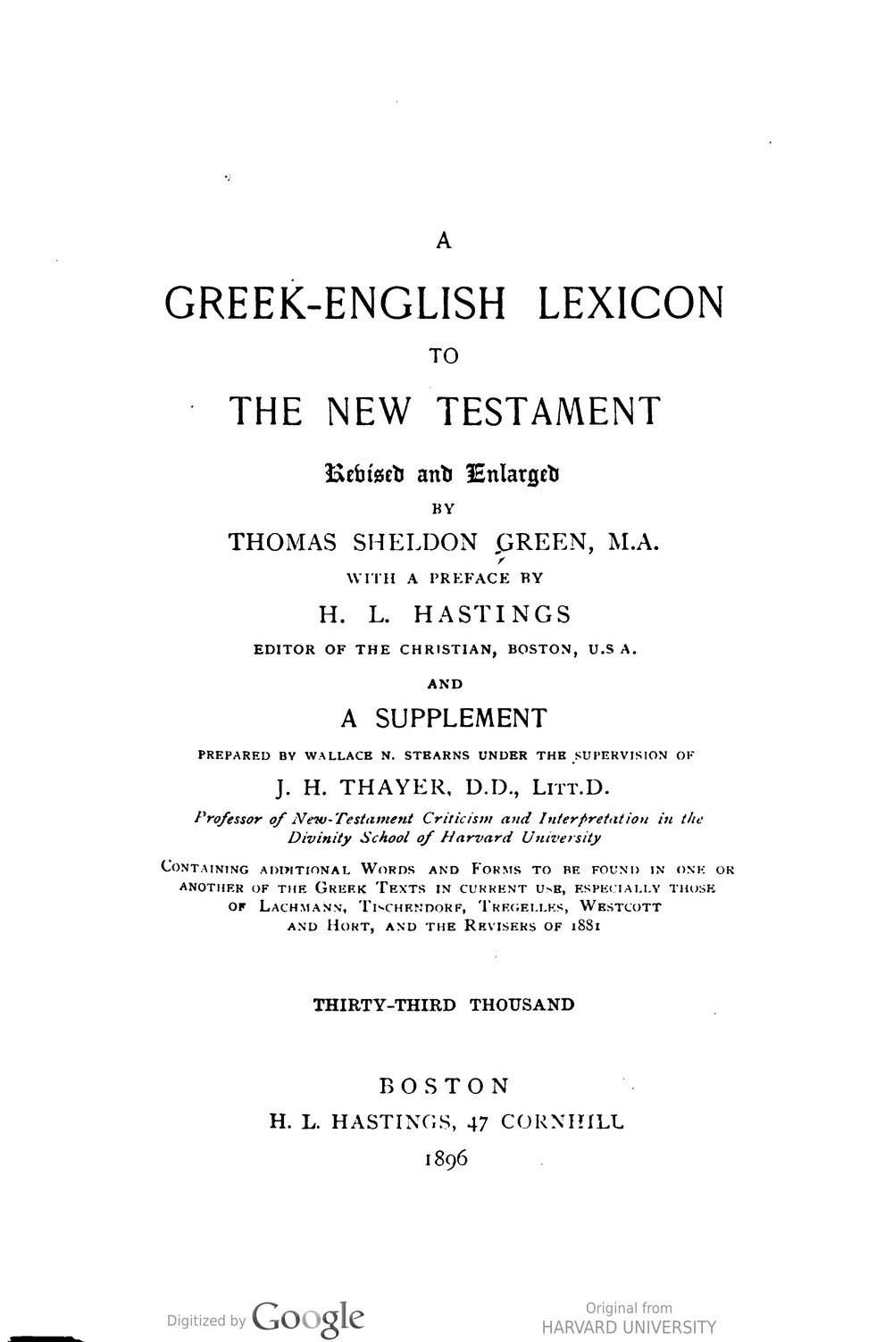 Cover für A Greek-English lexicon to the New Testament