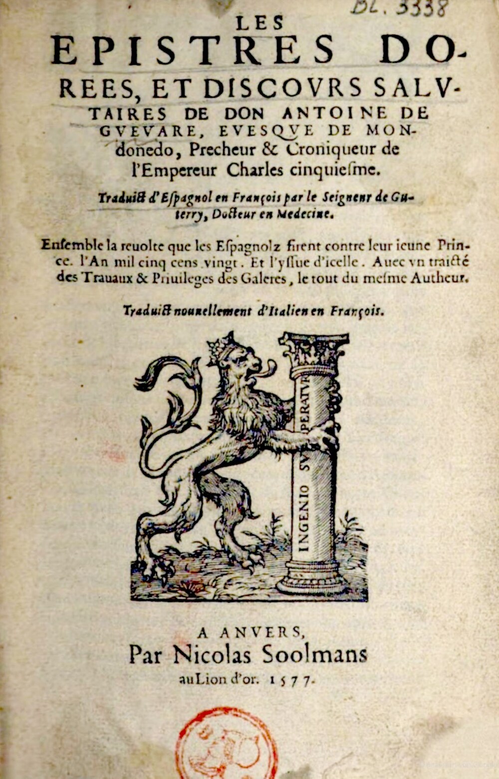 Cover für Les epistres dorees et discours salutaires