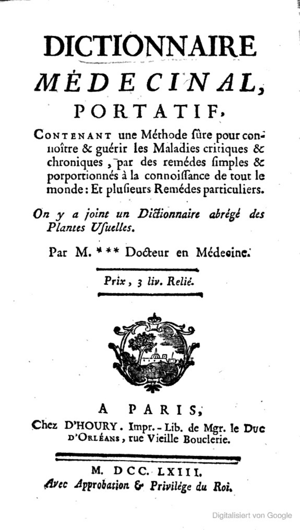 Cover für Dictionnaire médecinal portatif