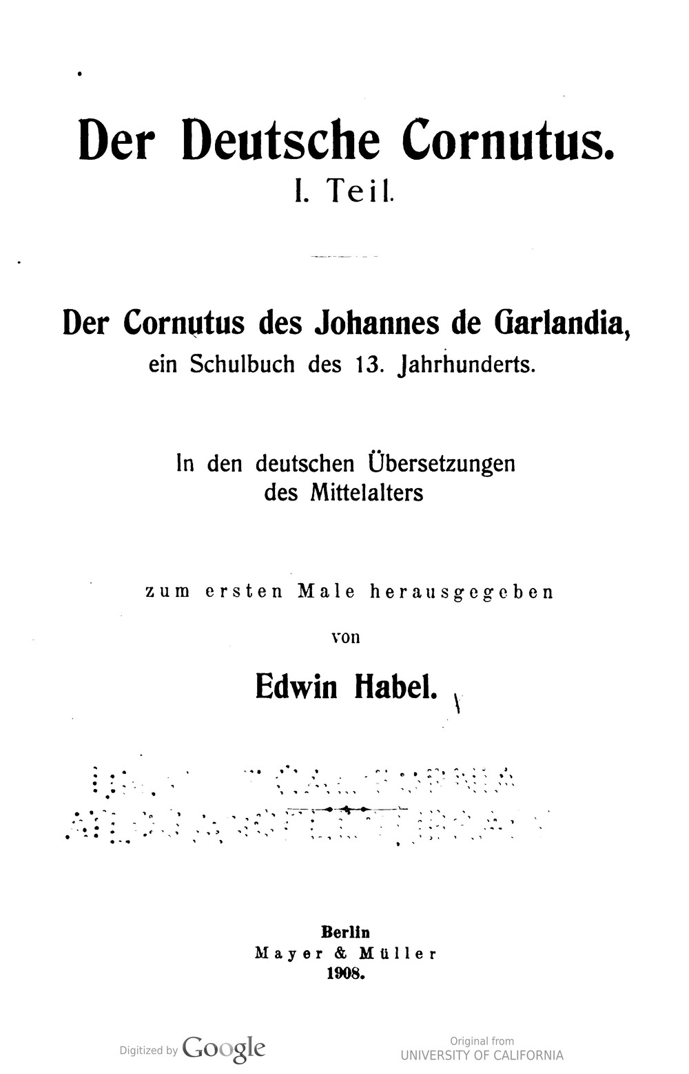 Cover für Der lateinische Text des Novus Cornutus