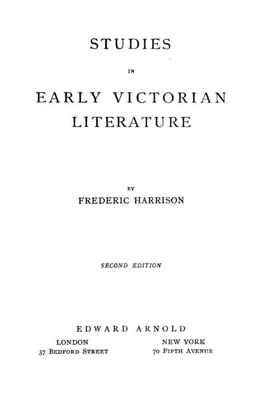 Cover für Studies on early Victorian literature