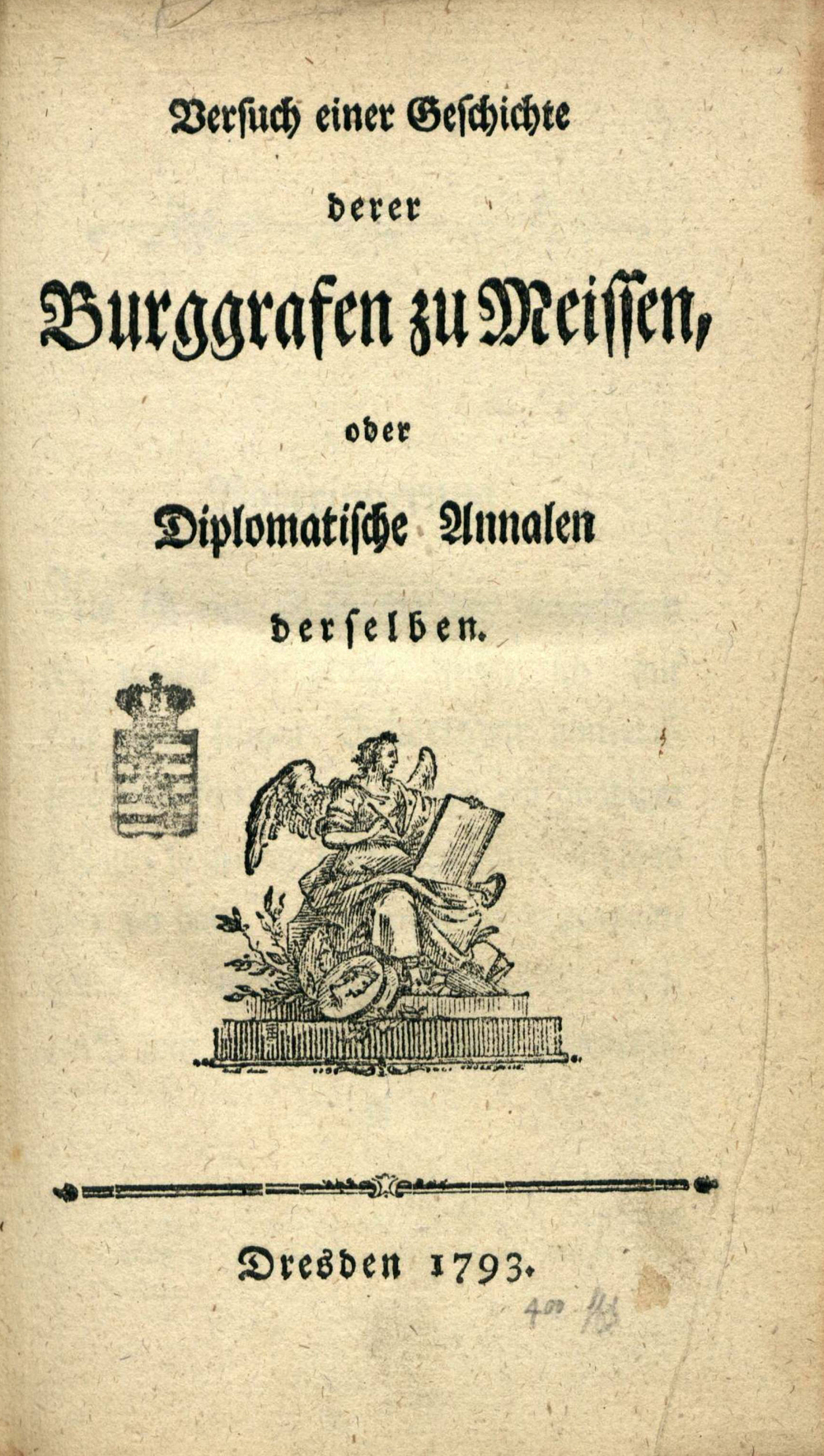 Cover für Versuch einer Geschichte derer Burggrafen zu Meissen