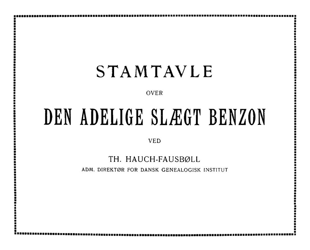 Cover für Stamtavle over den adelige slægt Benzon