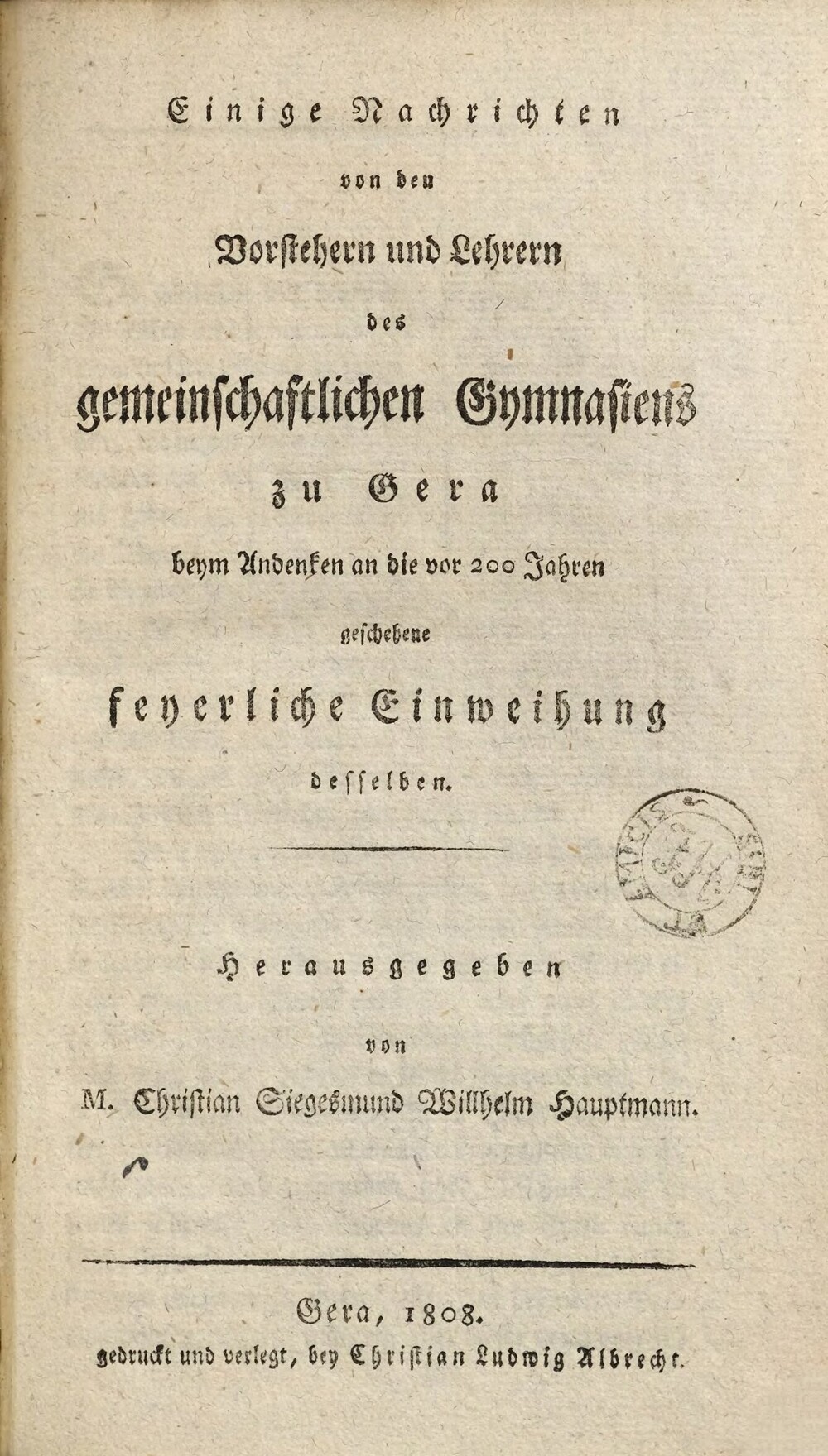 Cover für Einige Nachrichten von den Vorstehern und Lehrern des gemeinschaftlichen Gymnasiens