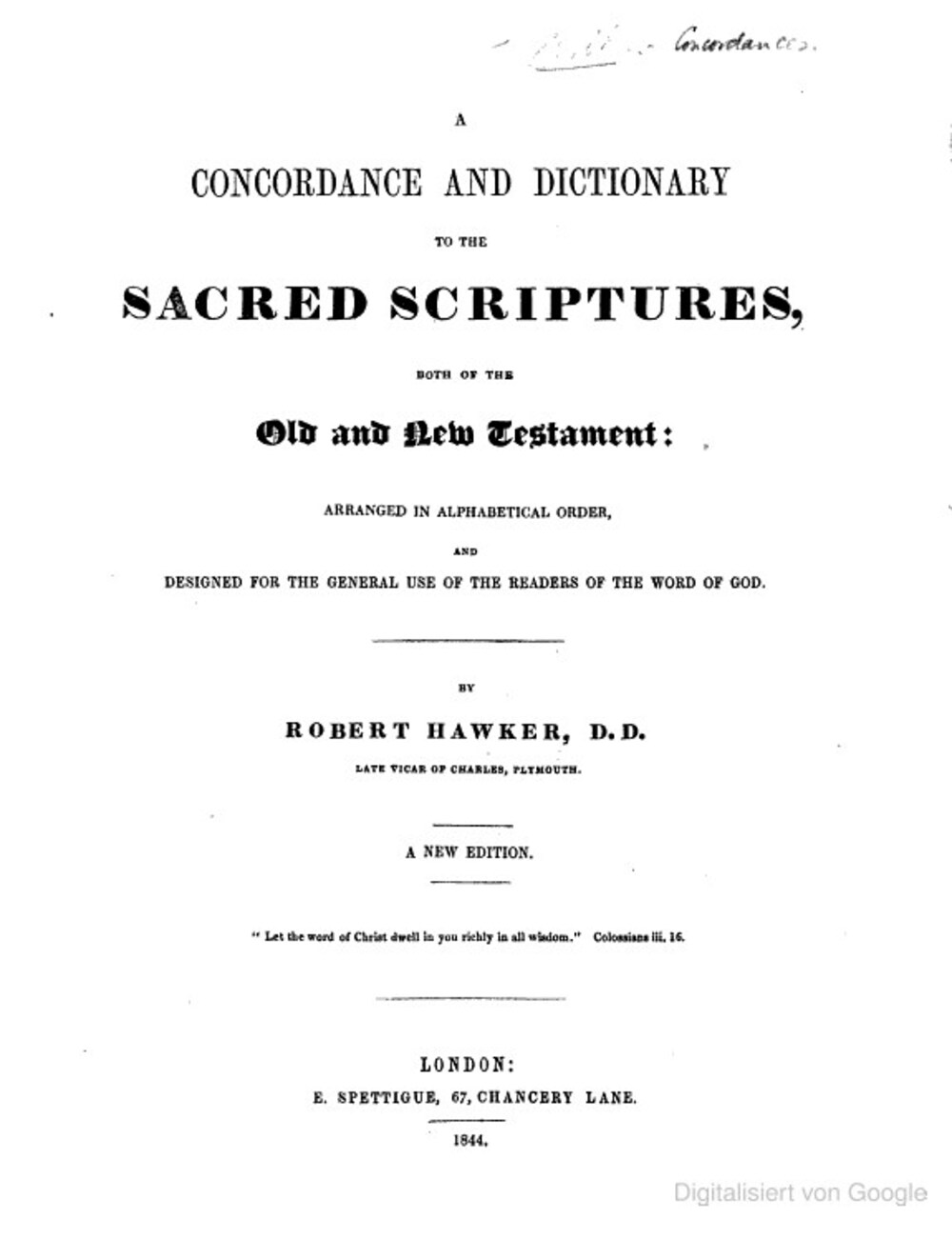 Cover für A concordance and dictionary to the sacred scriptures, both of the old and new testaments