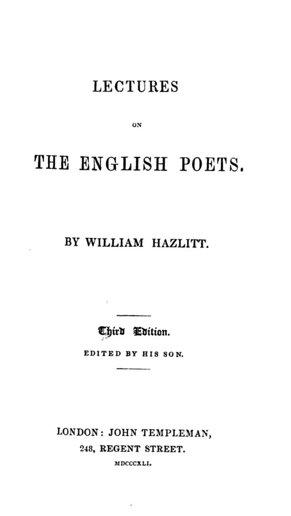 Cover für Lectures on the English poets