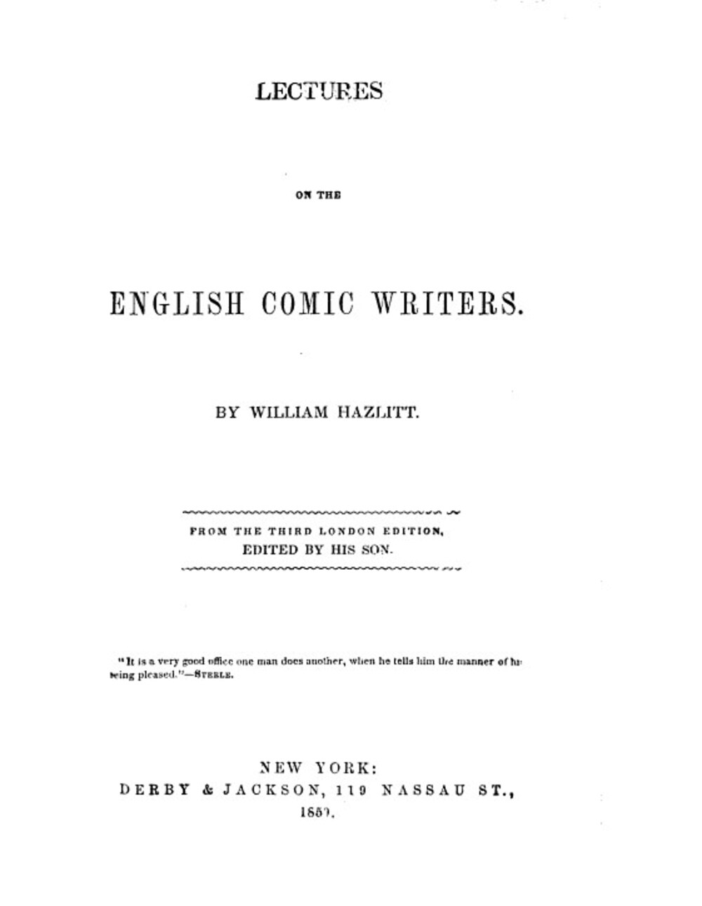 Cover für Lectures on the English comic writers