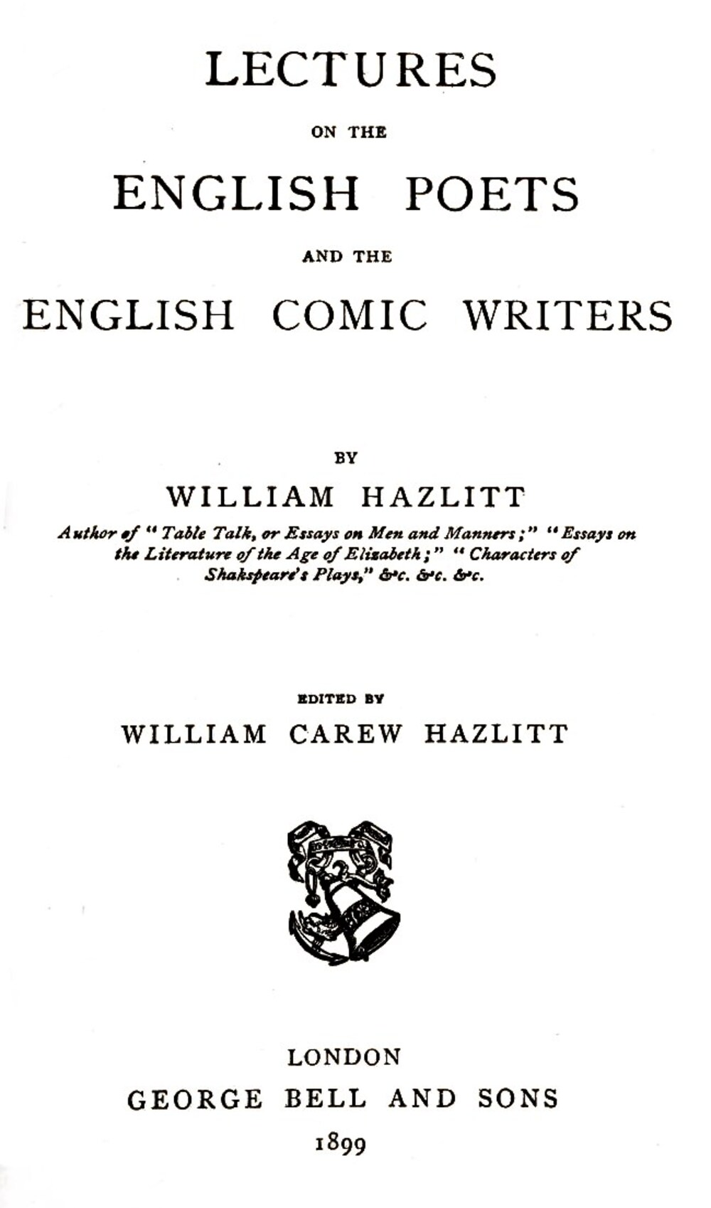 Cover für Lectures on the English poets and the English comic writers