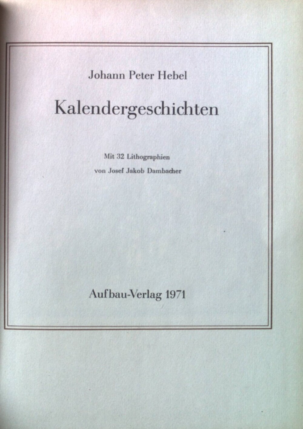 Cover für Kalendergeschichten