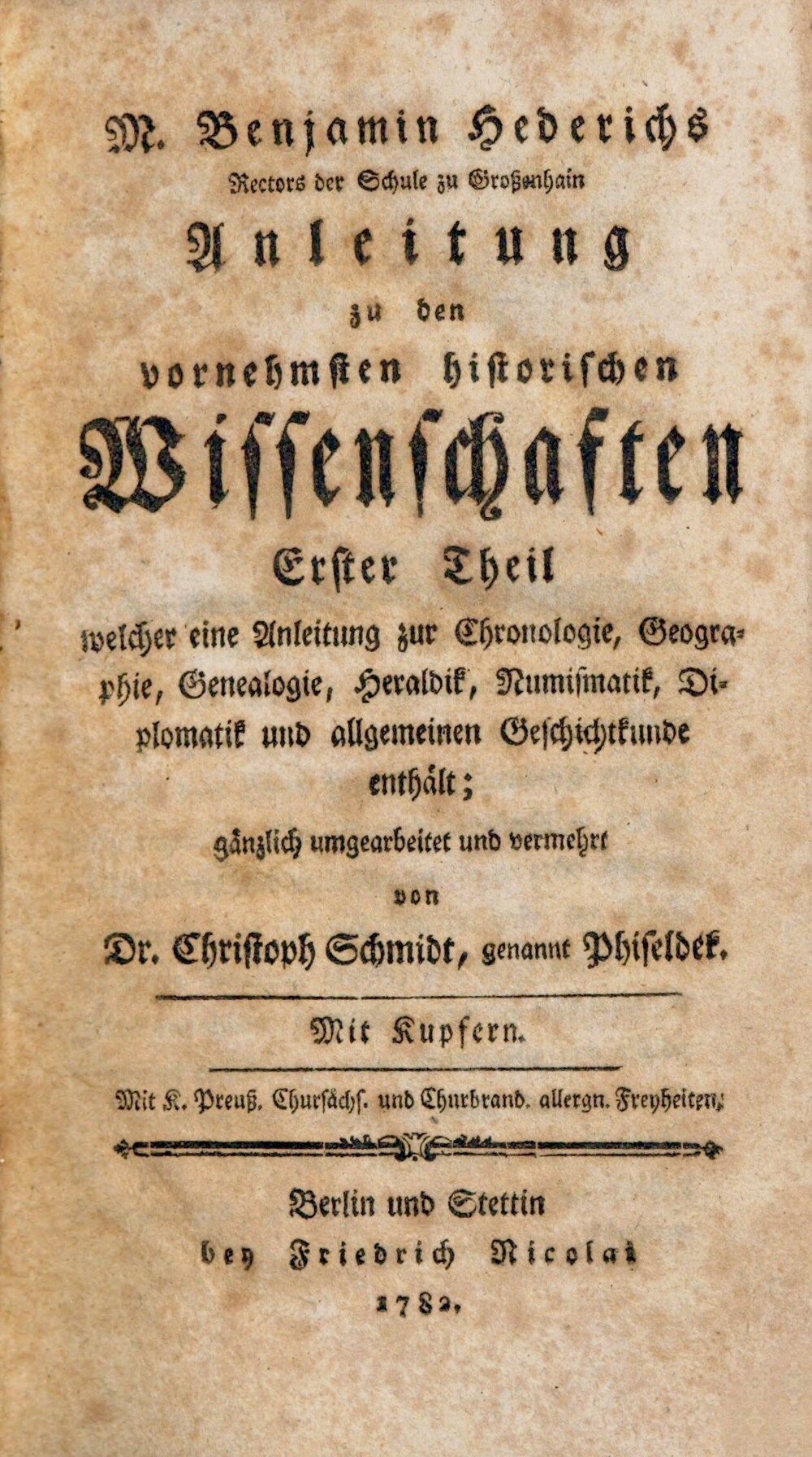 Cover für Anleitung zu den vornehmsten historischen Wissenschaften