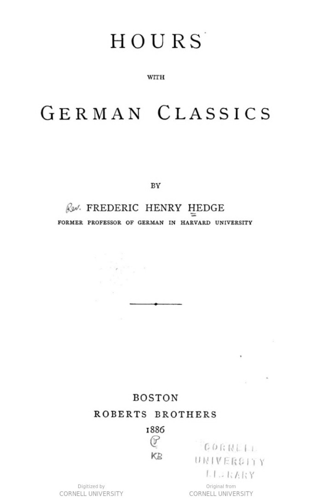 Cover für Hours with German classics