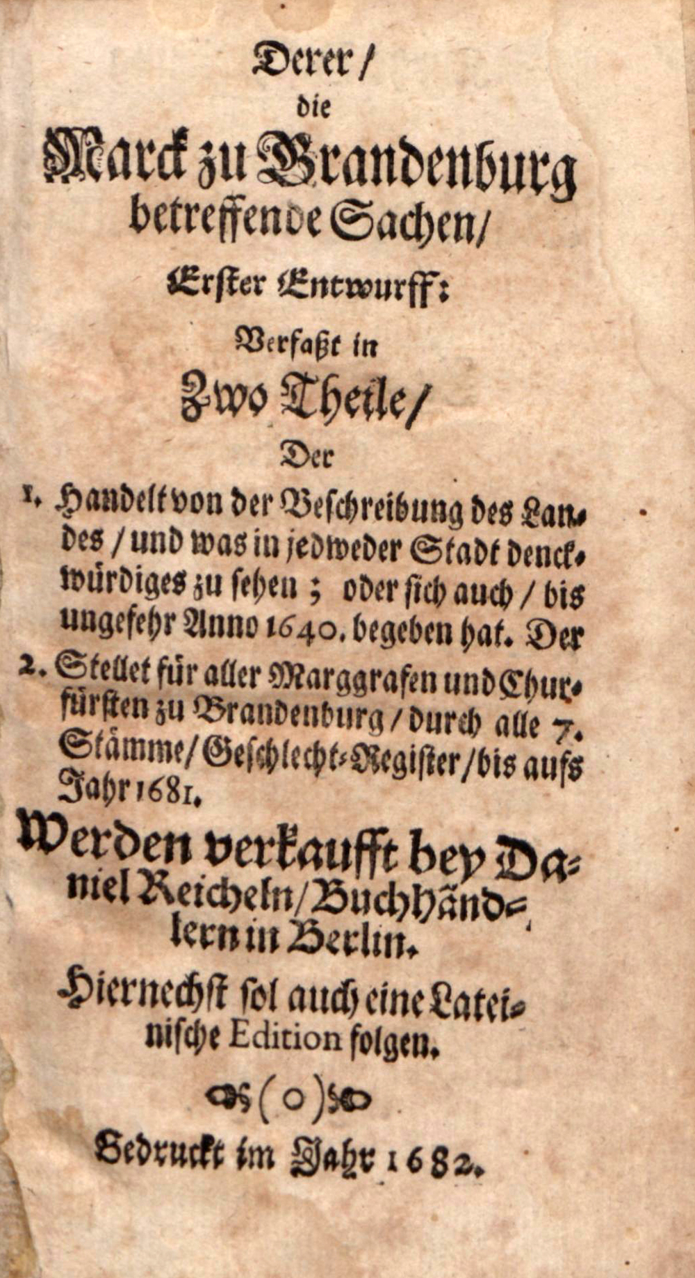 Cover für Derer die Marck zu Brandenburg betreffende Sachen
