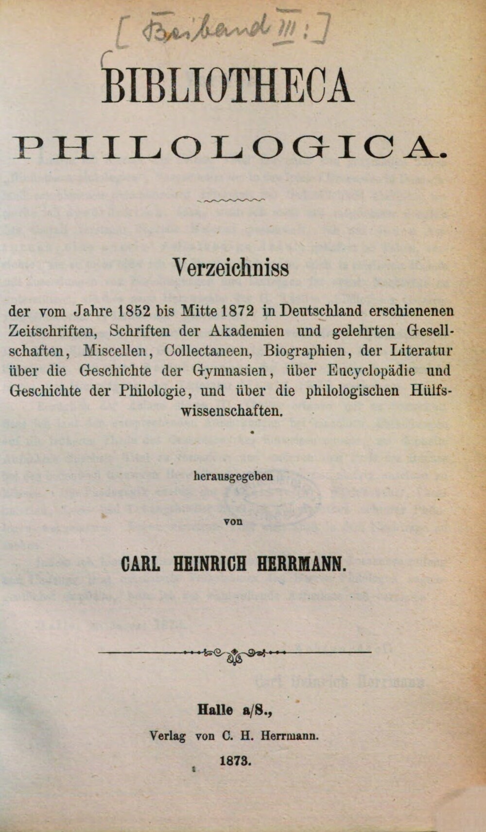 Cover für Bibliotheca philologica