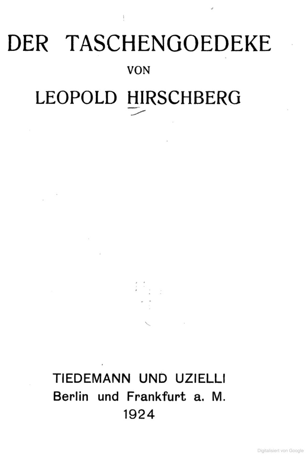 Cover für Der Taschengoedeke