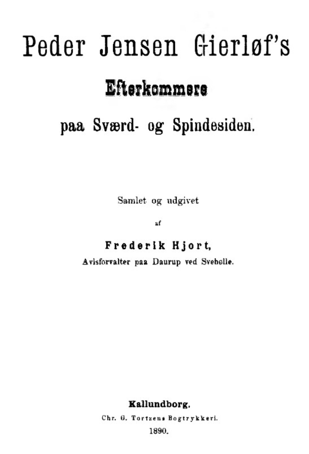Cover für Peder Jensen Gierløf's efterkommere