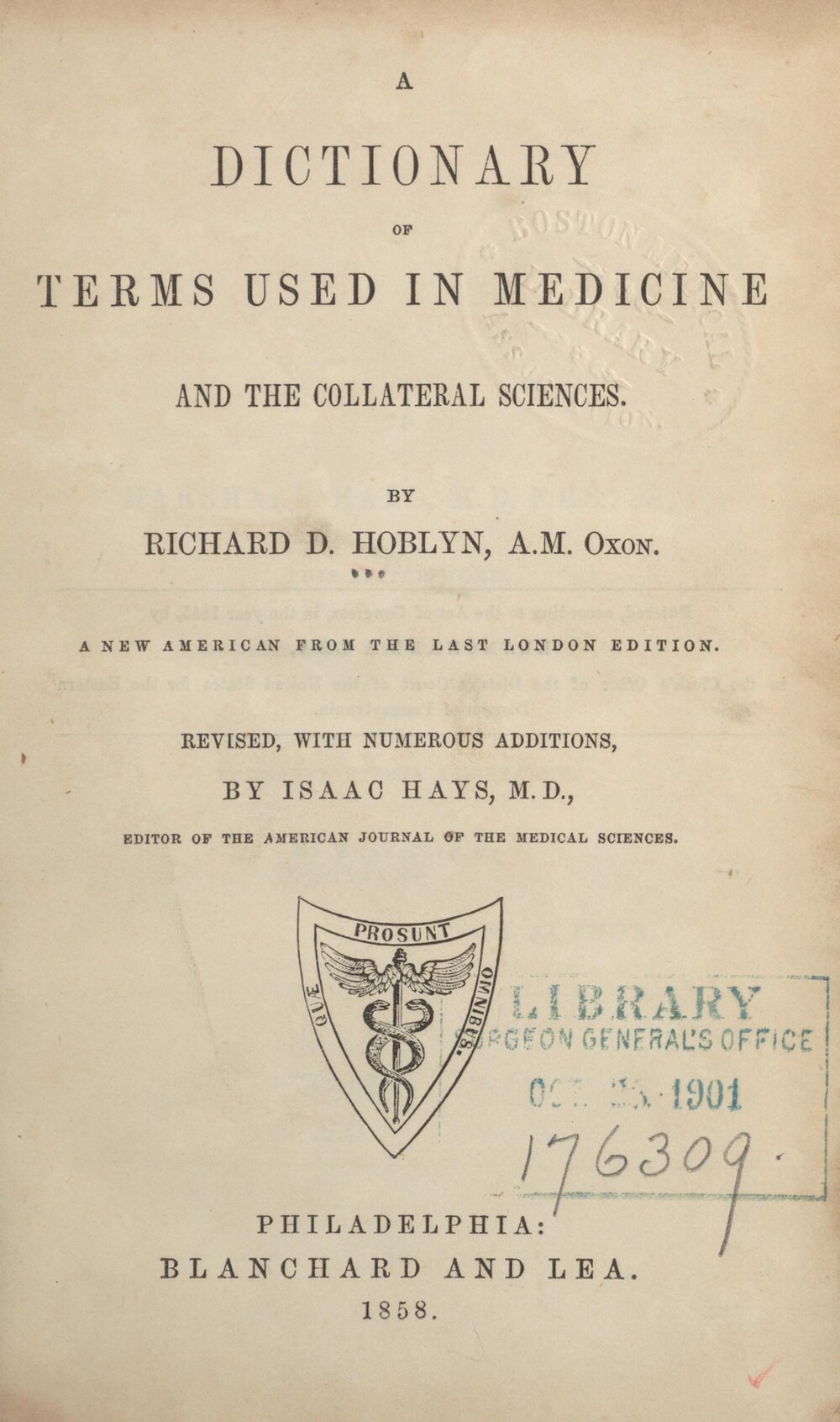 Cover für A dictionary of terms used in medicine and the collateral sciences