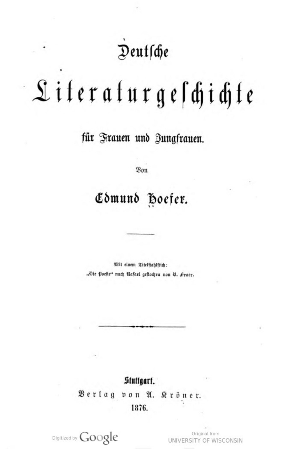 Cover für Deutsche Literaturgeschichte für Frauen und Jungfrauen