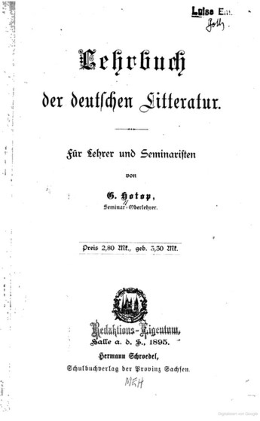 Cover für Lehrbuch der deutschen Litteratur