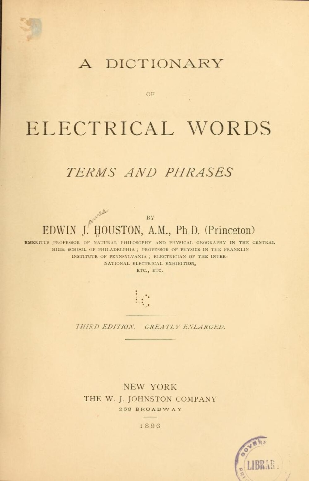 Cover für A dictionary of electrical words, terms and phrases