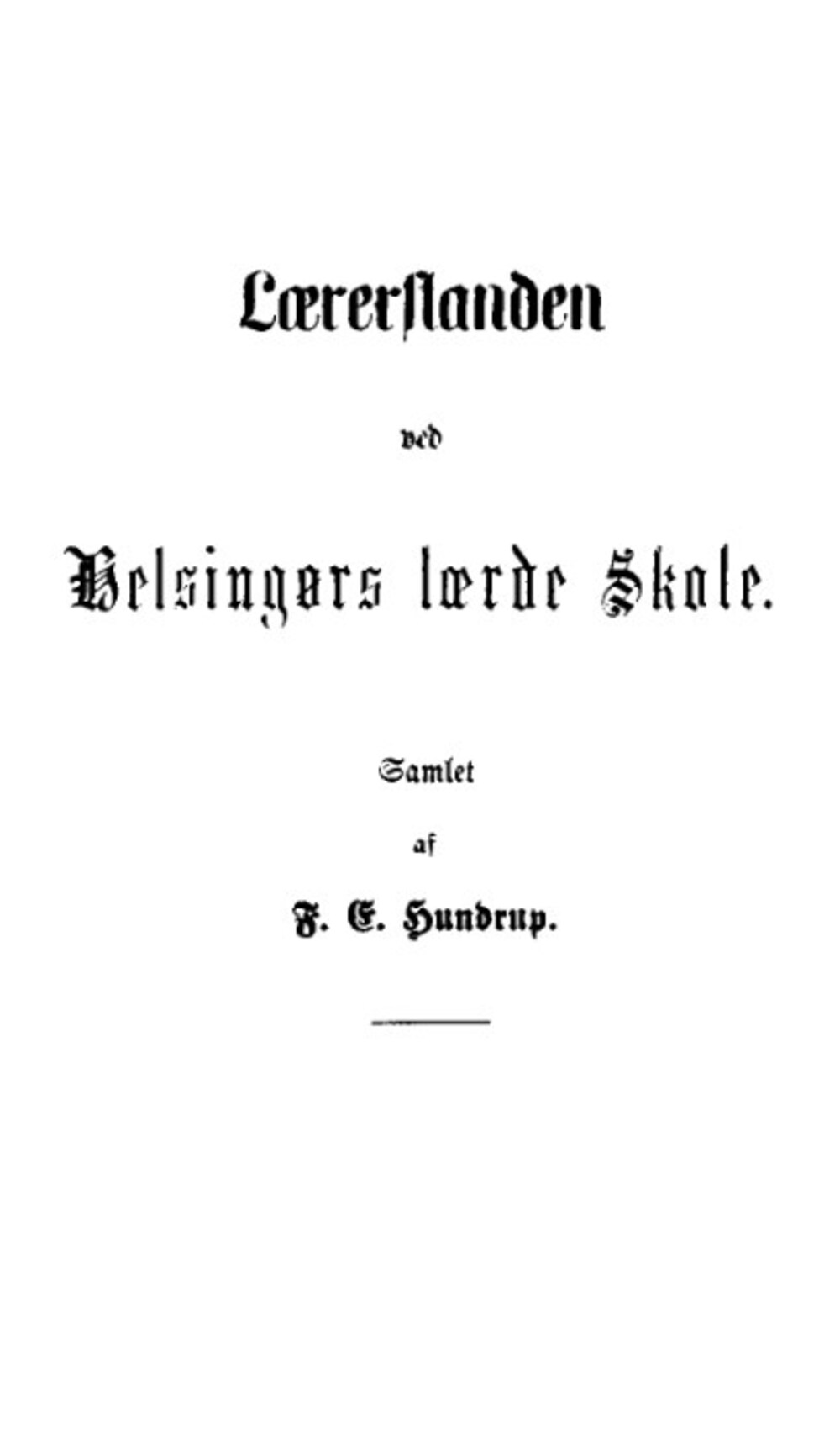 Cover für Lærerstanden ved Helsingørs lærde skole