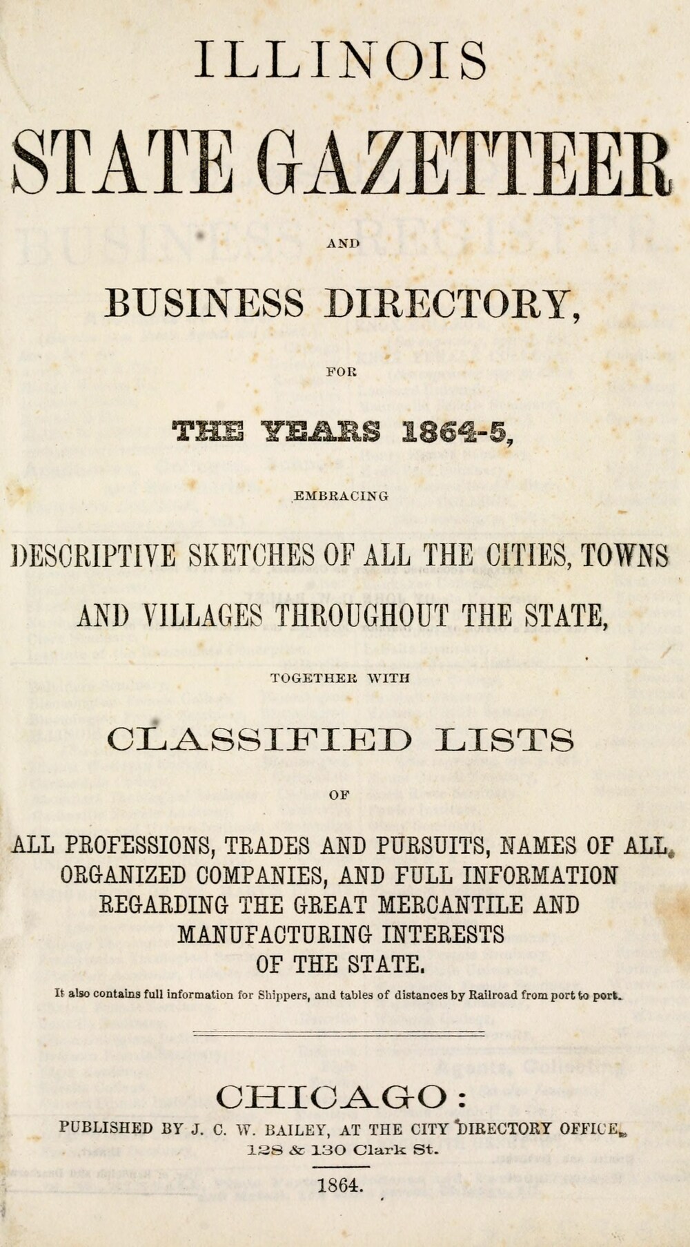 Cover für Illinois state gazetteer and business directory, for the years 1864-5