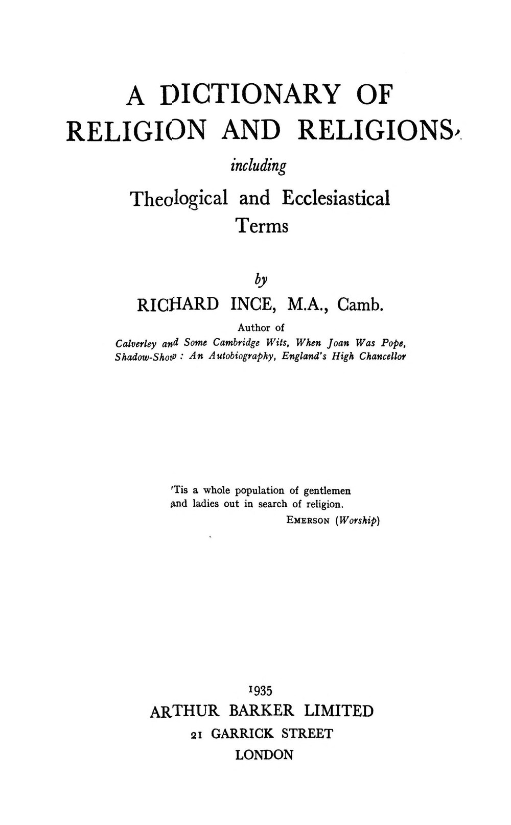Cover für A dictionary of religion and religions