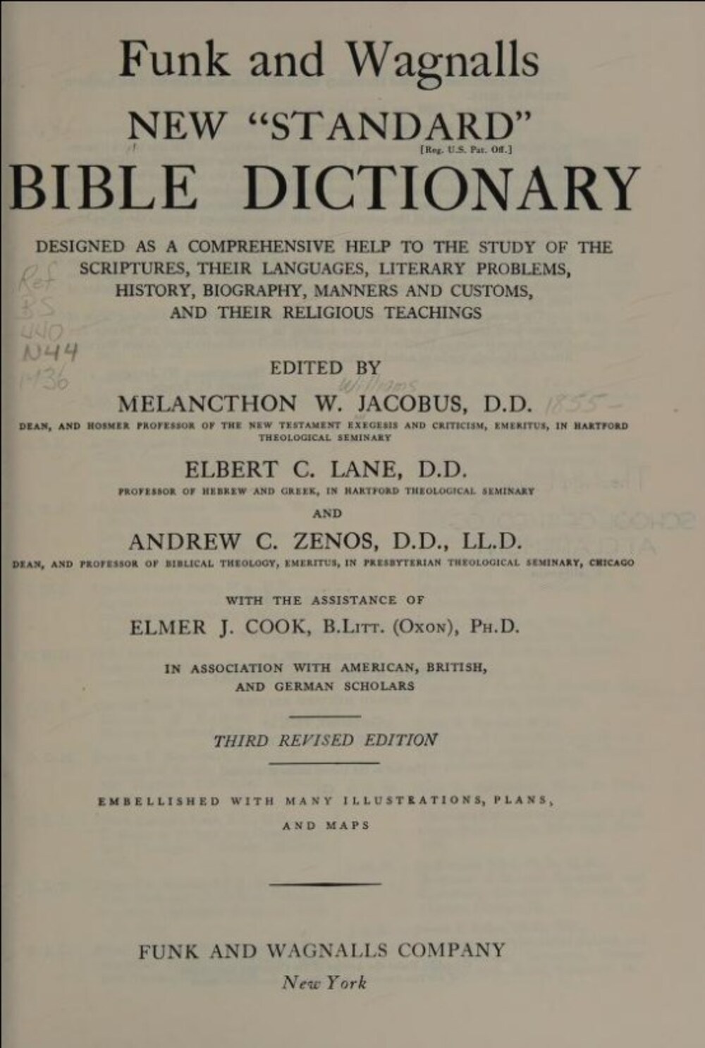 Cover für Funk and Wagnalls new standard bible dictionary