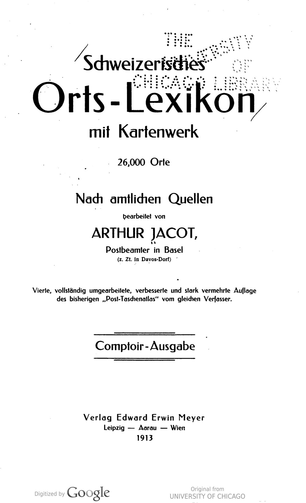 Cover für Schweizerisches Orts-Lexikon