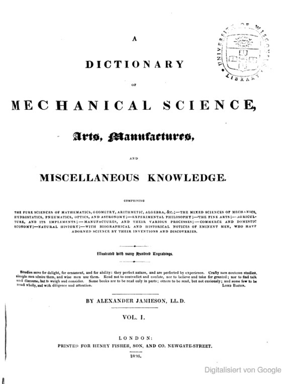 Cover für A dictionary of mechanical science, arts, manufactures, and miscellaneous knowledge ...