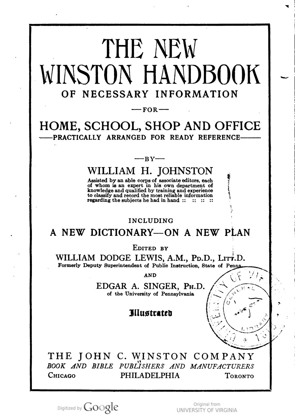 Cover für The new Winston handbook of necessary information