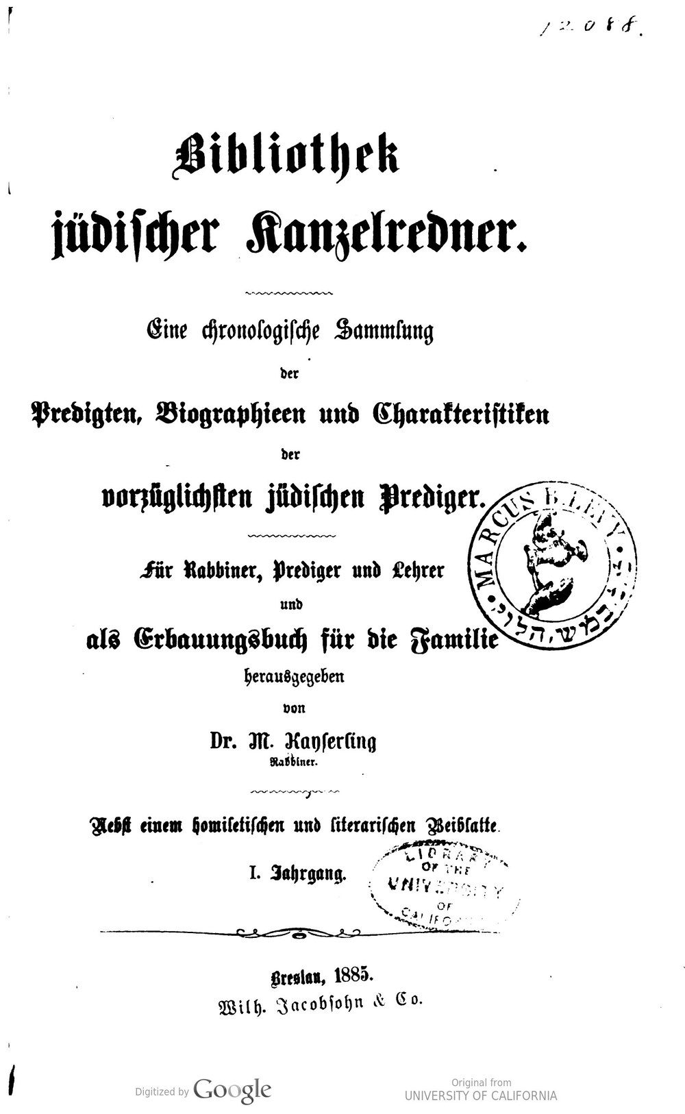 Cover für Bibliothek jüdischer Kanzelredner