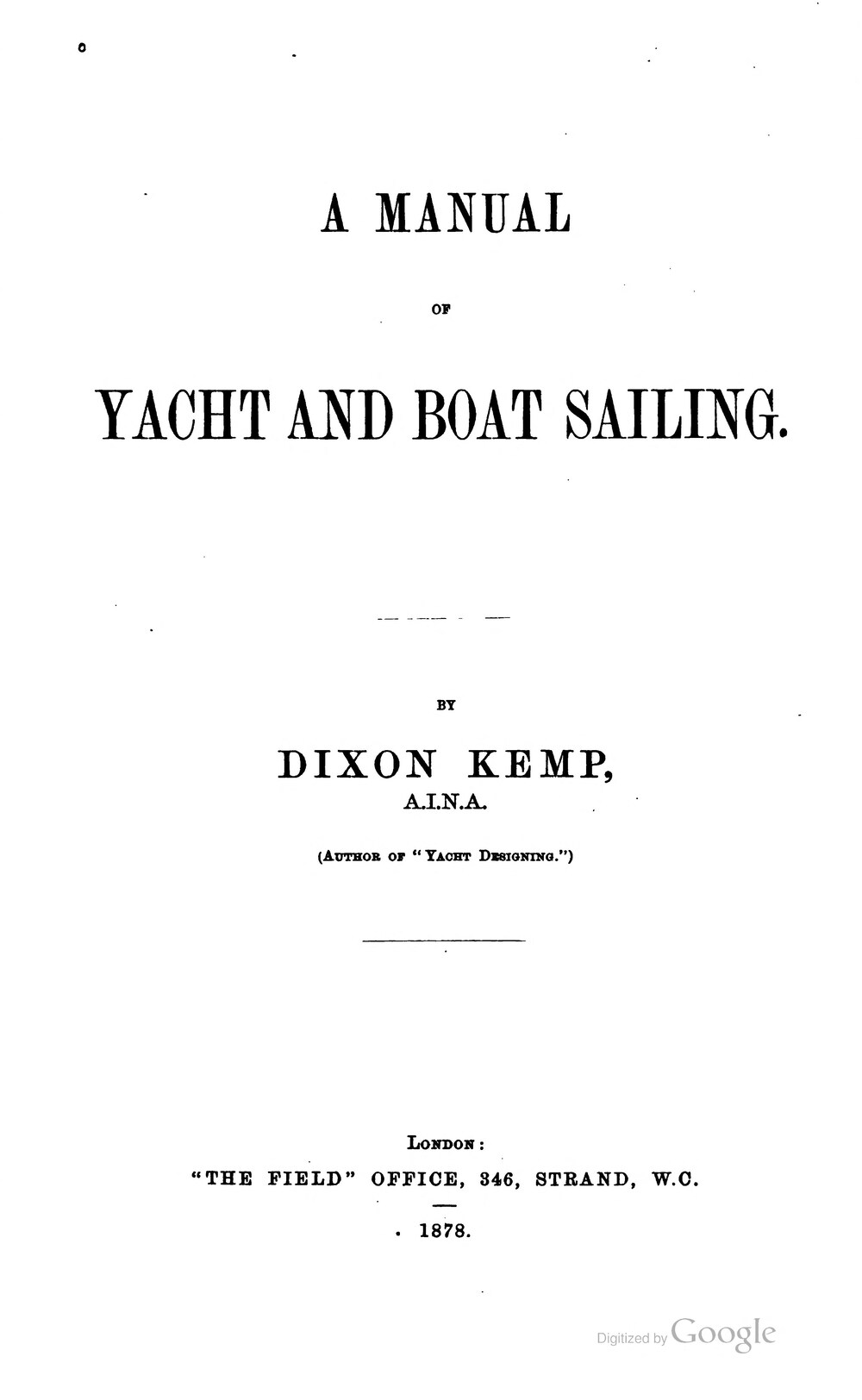 Cover für A manual of yacht and boat sailing