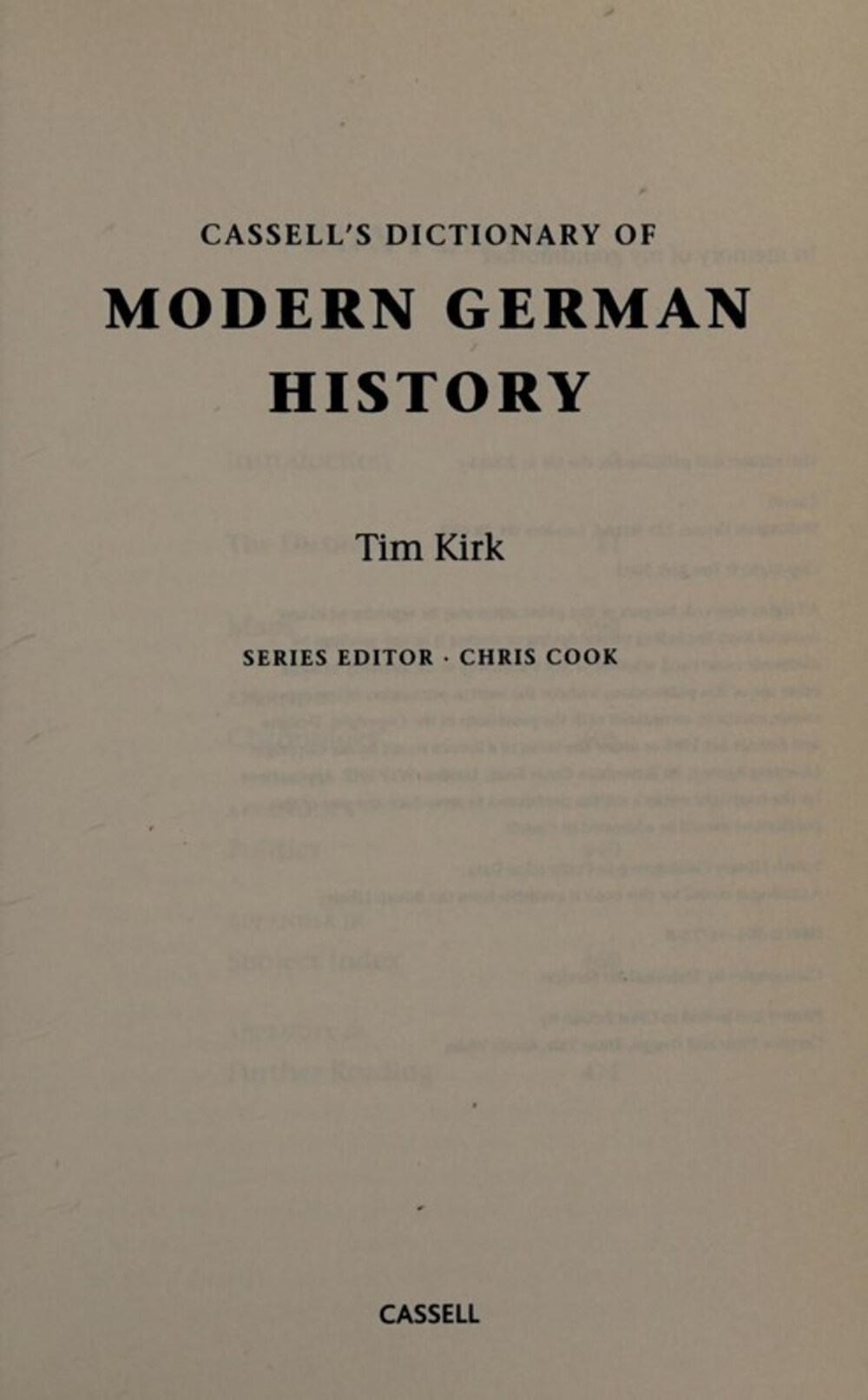 Cover für Cassell's dictionary of modern German history
