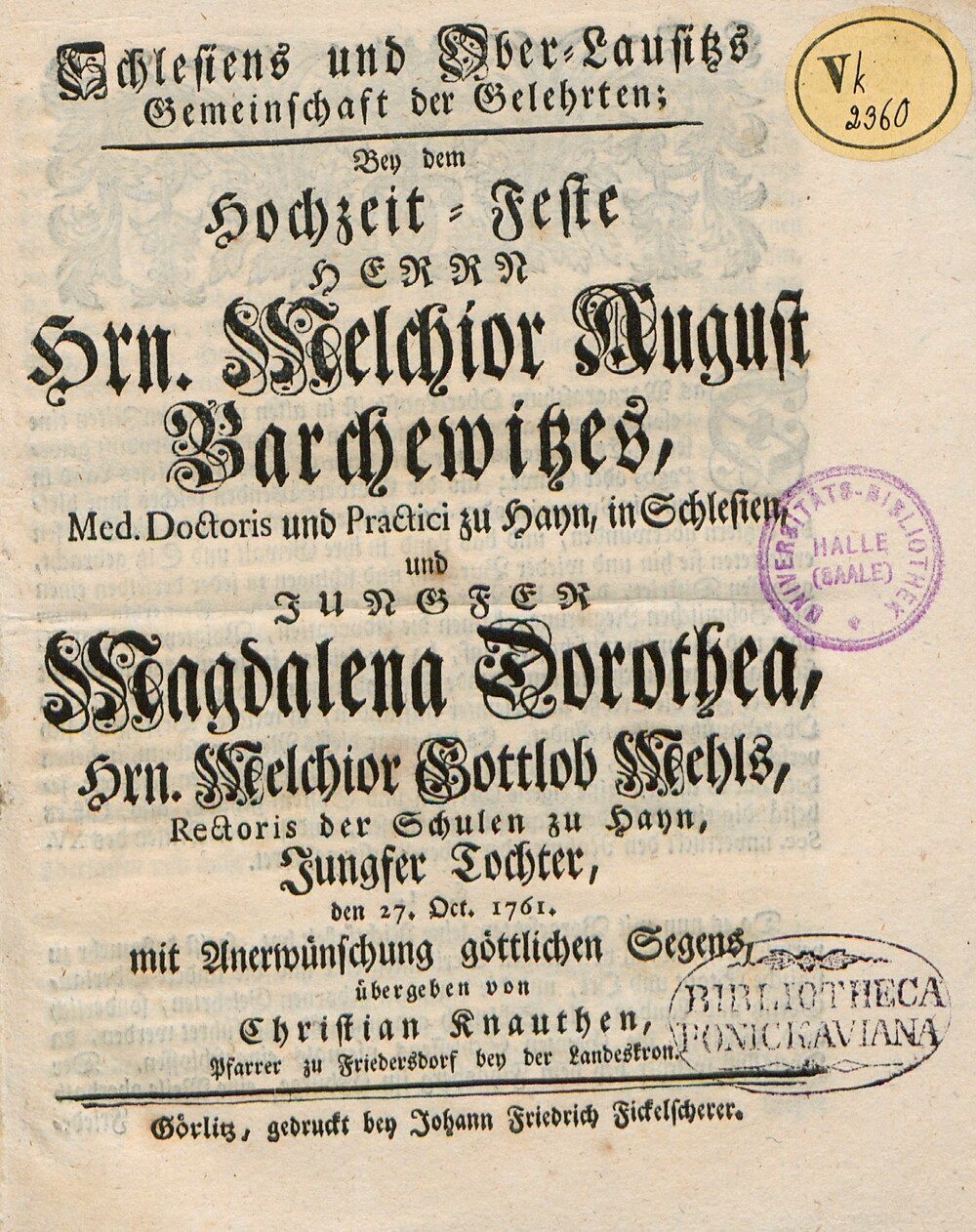 Cover für Schlesiens und Ober-Lausitzs Gemeinschaft der Gelehrten
