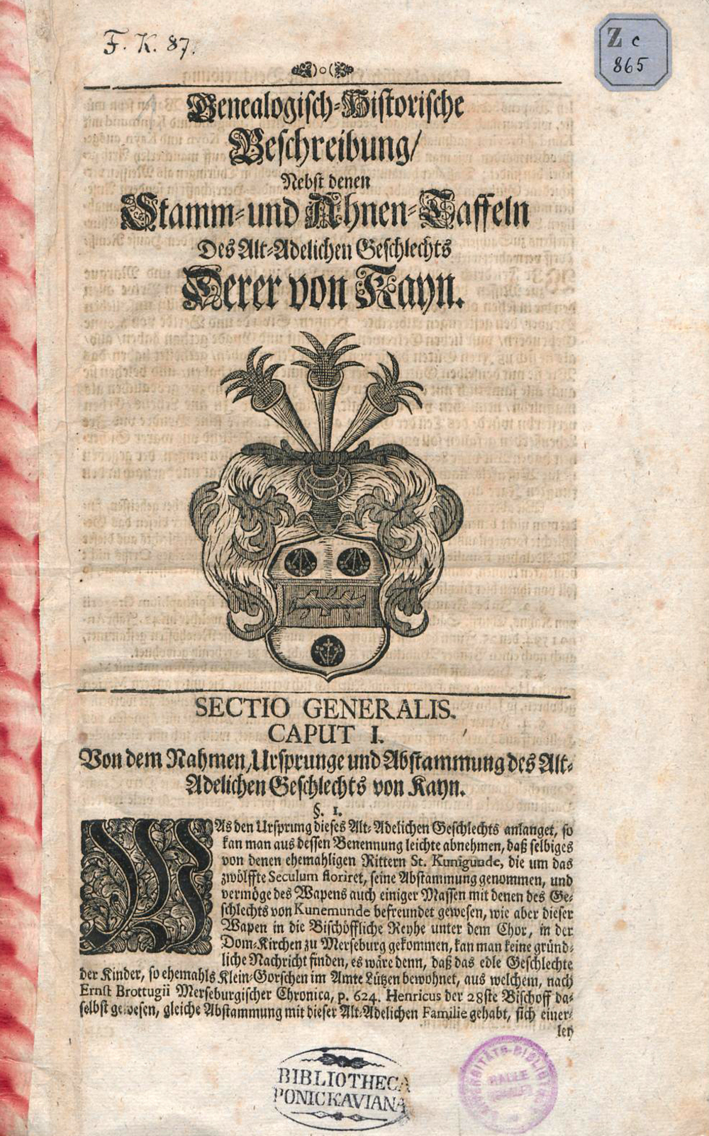 Cover für Genealogisch-historische Beschreibung