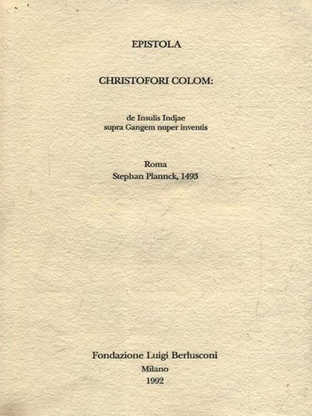 Cover für Epistola Christofori Colom:
