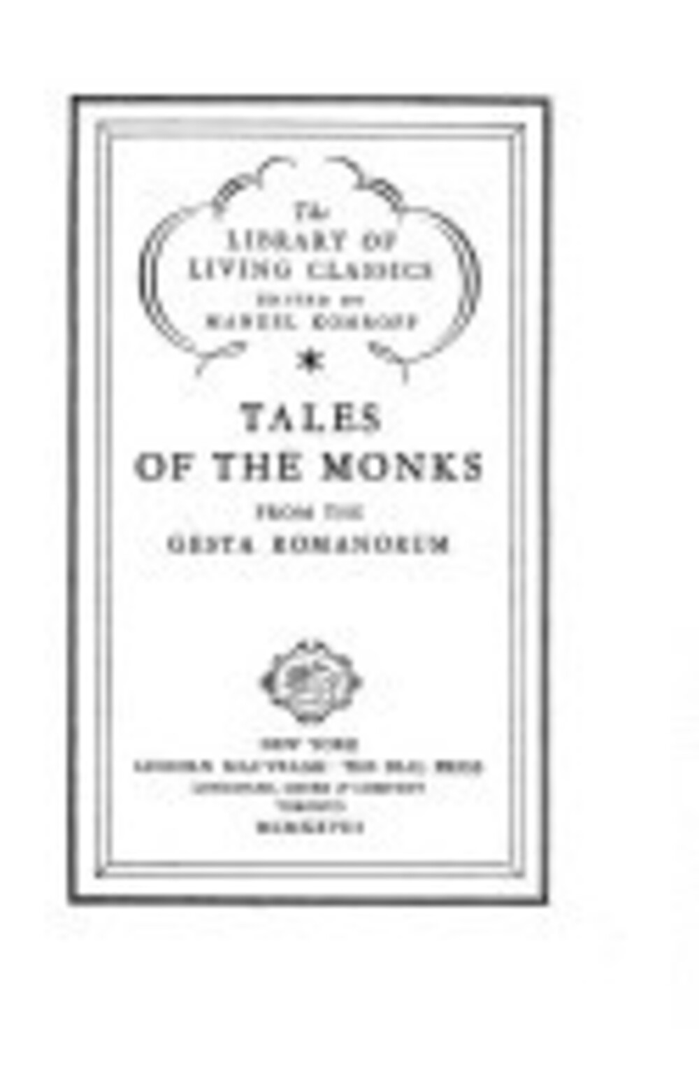 Cover für Tales of the monks, from the Gesta Romanorum