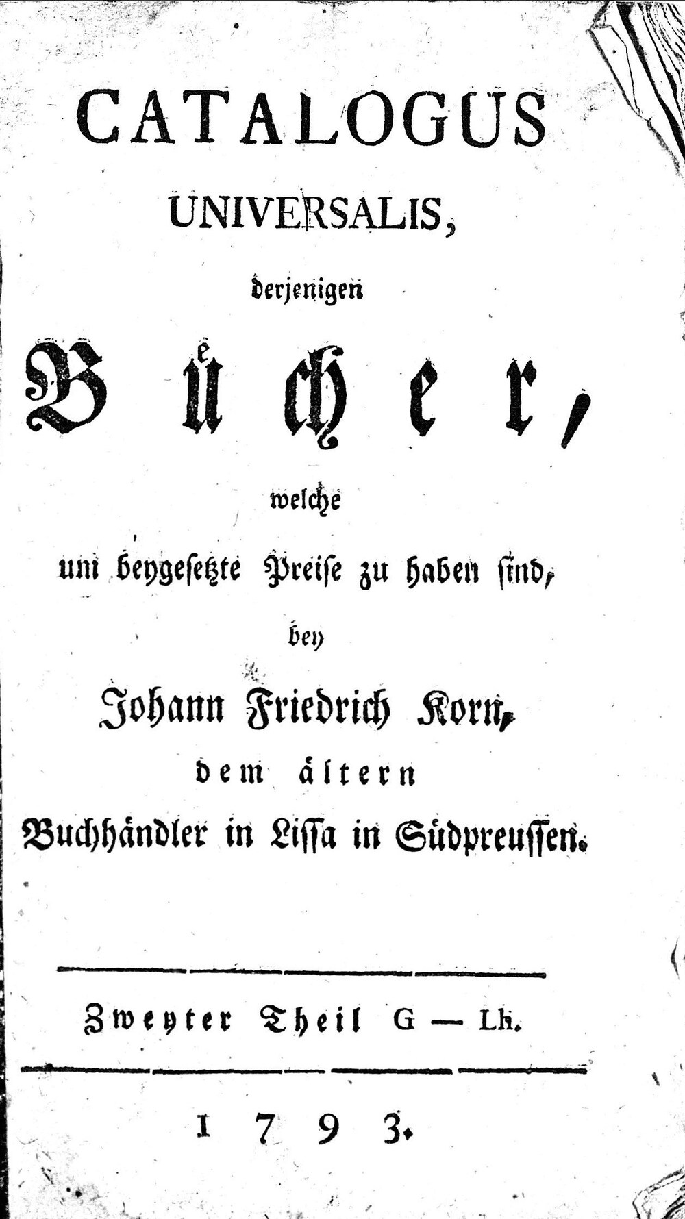 Cover für Catalogus universalis derjenigen Bücher