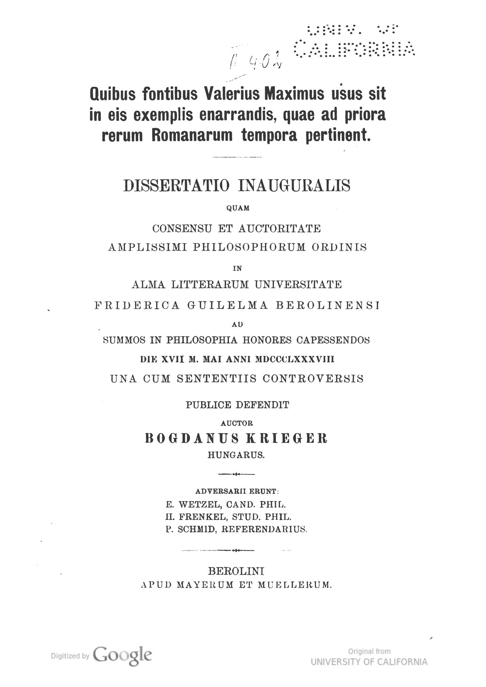 Cover für Quibus fontibus Valerius Maximus usus sit in eis exemplis enarrandis