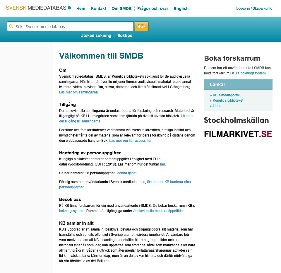 Cover für Svensk mediedatabas