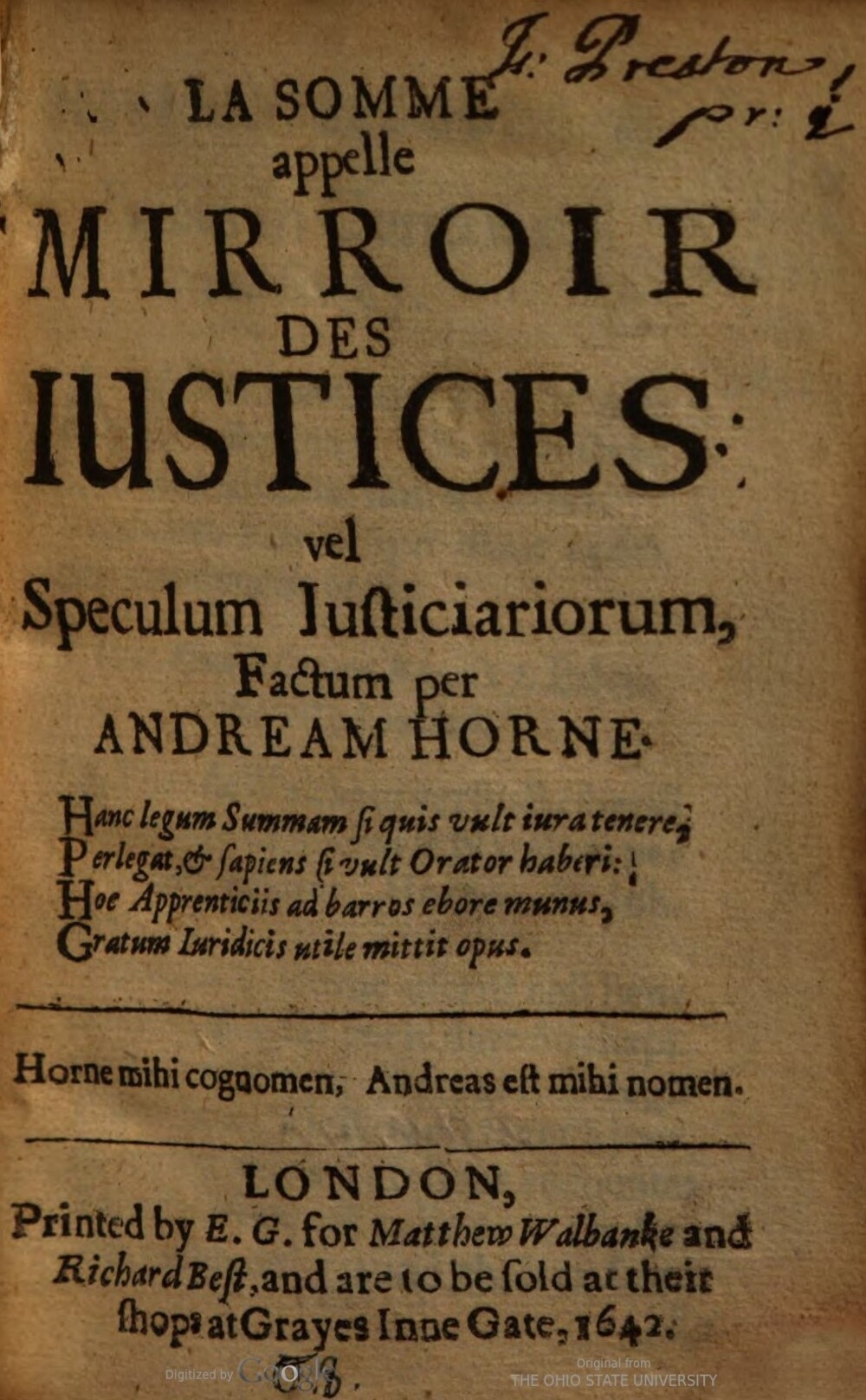 Cover für La somme appelle mirroir des iustices