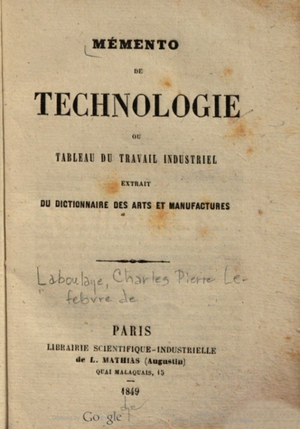 Cover für Mémento de technologie