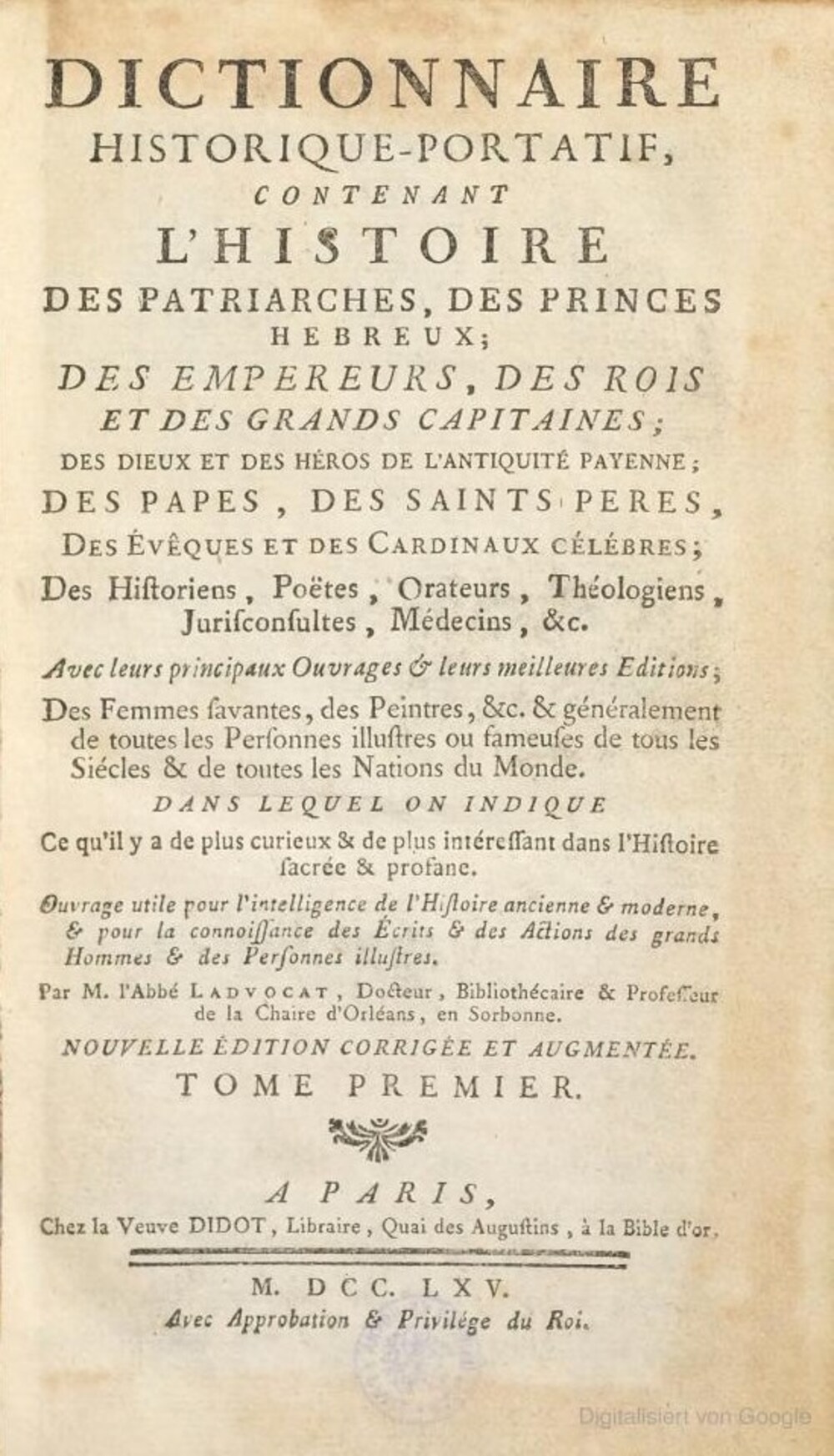Cover für Dictionnaire historique-portatif
