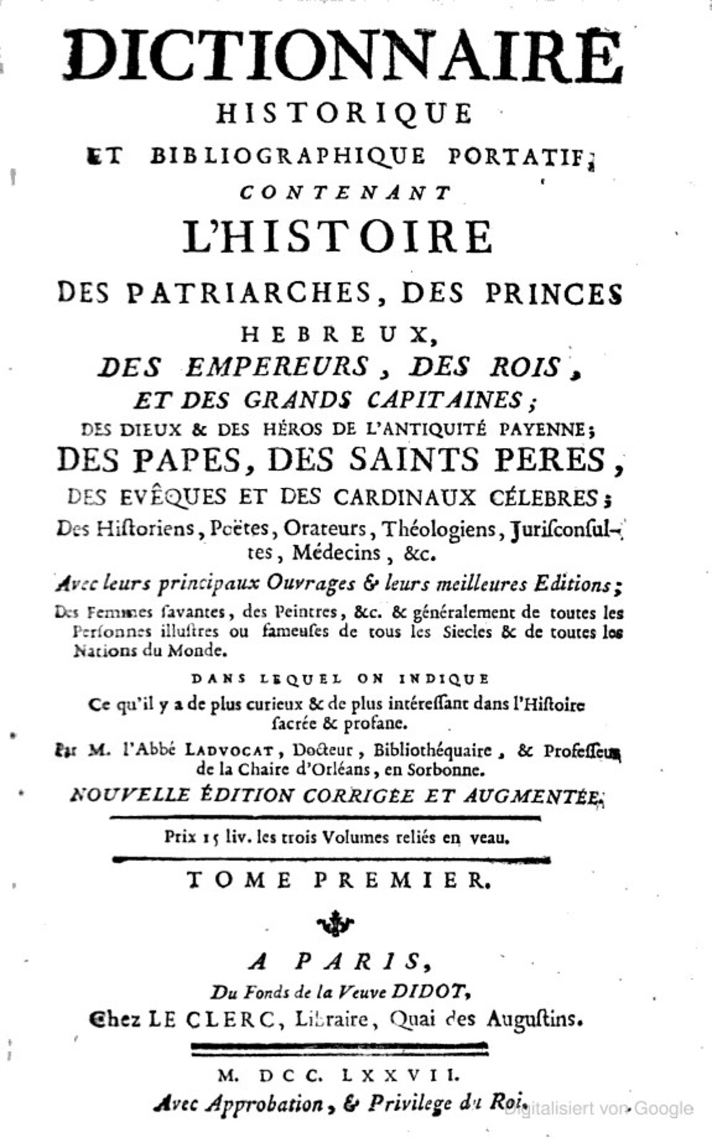 Cover für Dictionnaire historique-portatif
