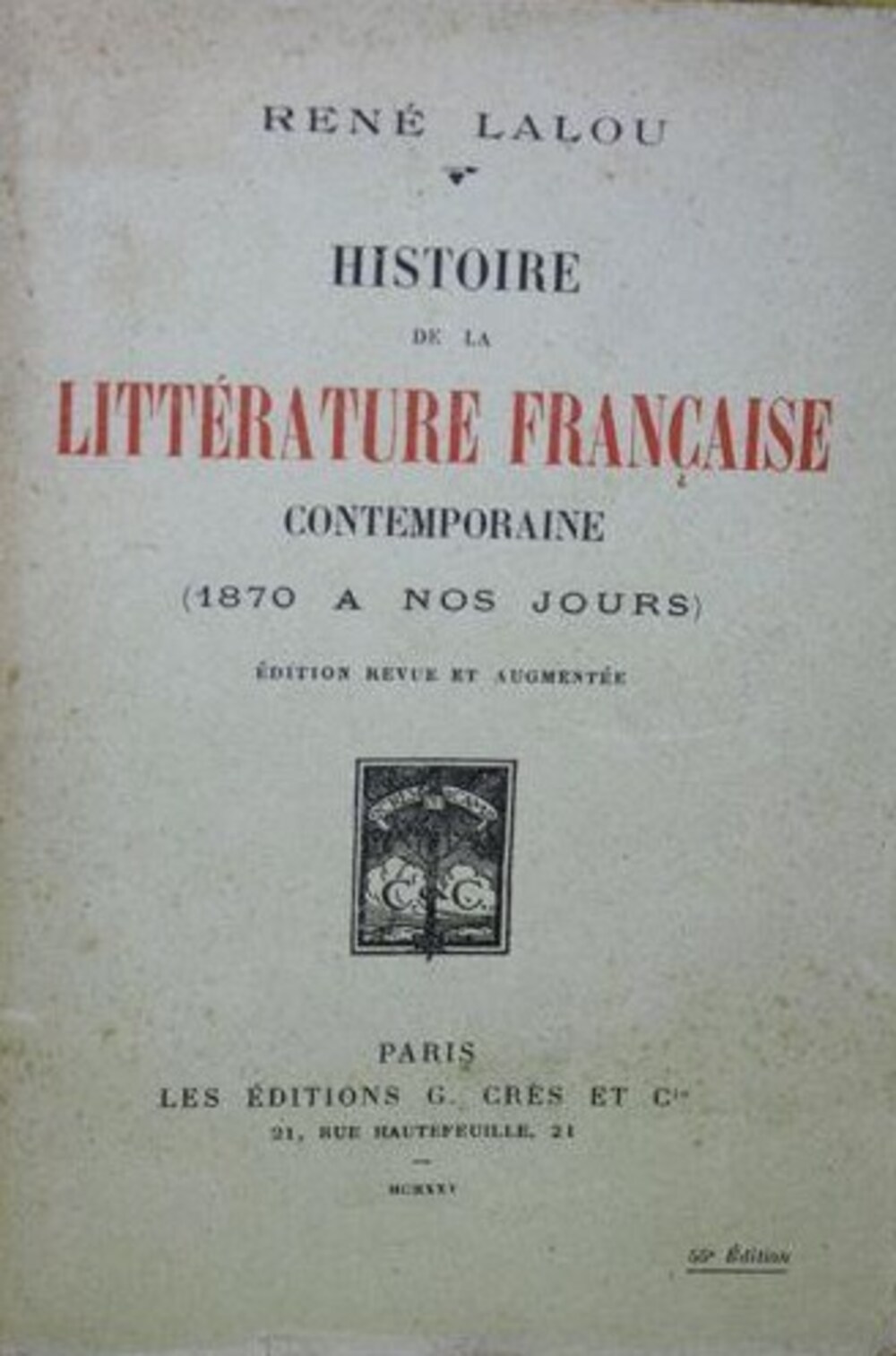 Cover für Histoire de la littérature française contemporaine