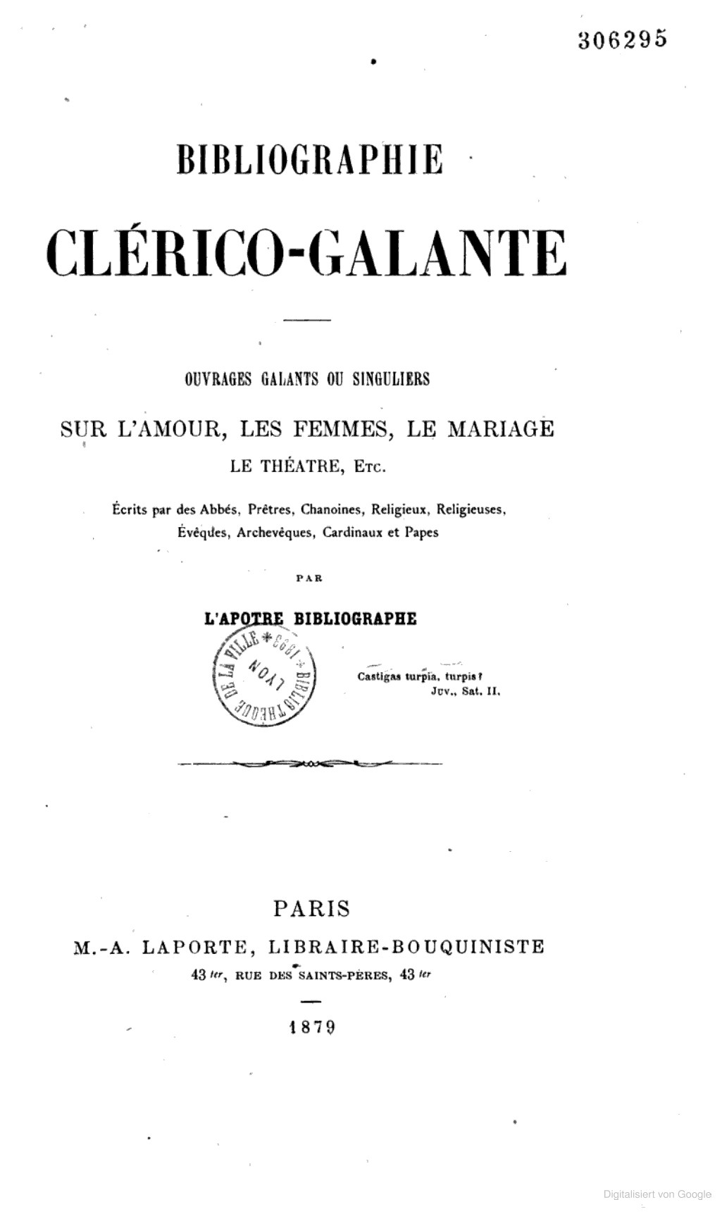 Cover für Bibliographie clérico-galante