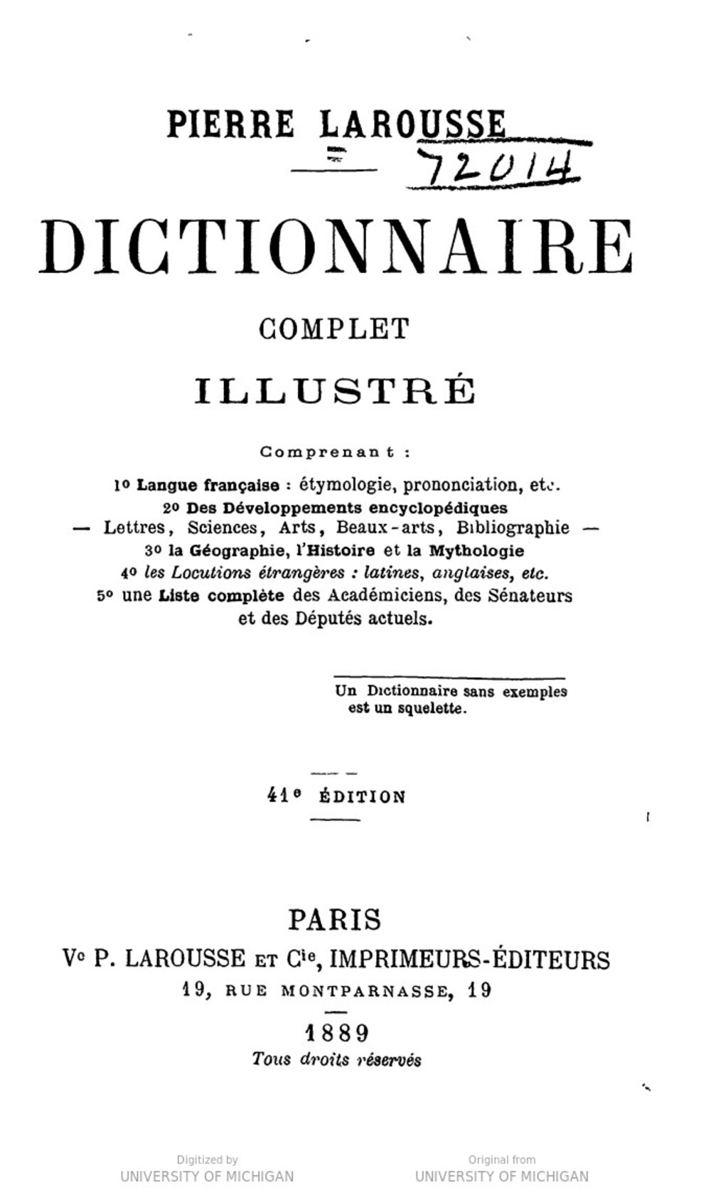 Cover für Dictionnaire complet illustré