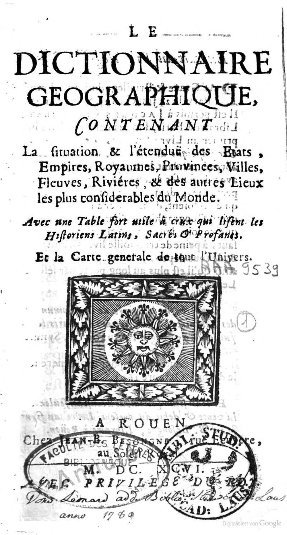 Cover für Le dictionnaire géographique